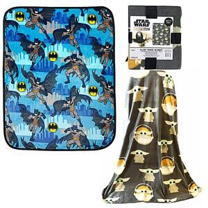 2 x 40" x 50" James Franco Throw Blankets - Baby Yoda & Batman (Like New)